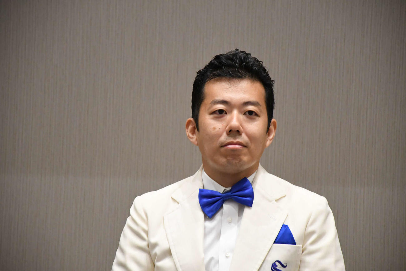 松竹新喜劇9月公演の取材会に出席した藤山扇治郎（撮影・阪口孝志）