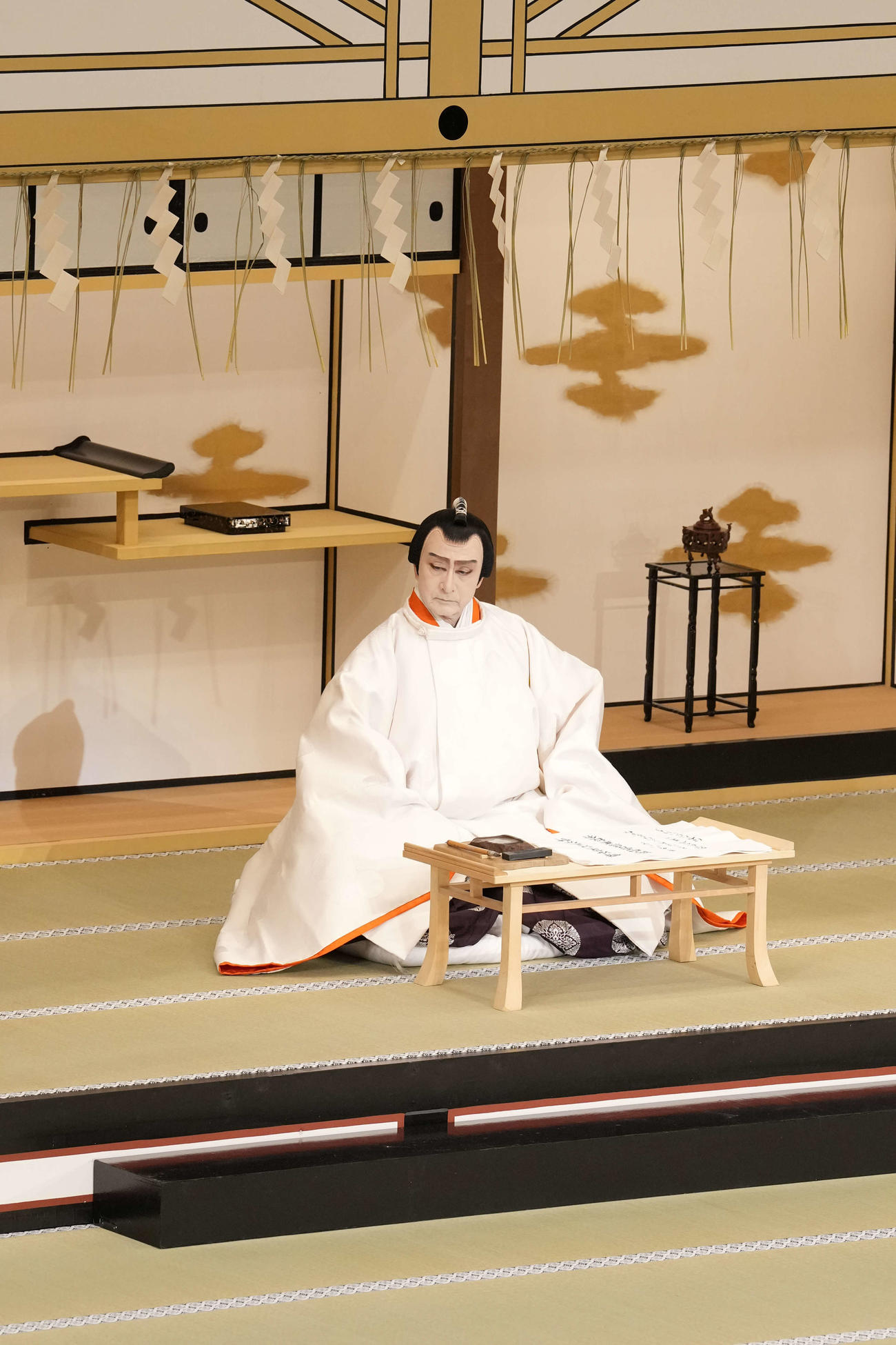 「通し狂言　菅原伝授手習鑑」昼の部「筆法伝授」で菅丞相をつとめる片岡仁左衛門（C）松竹