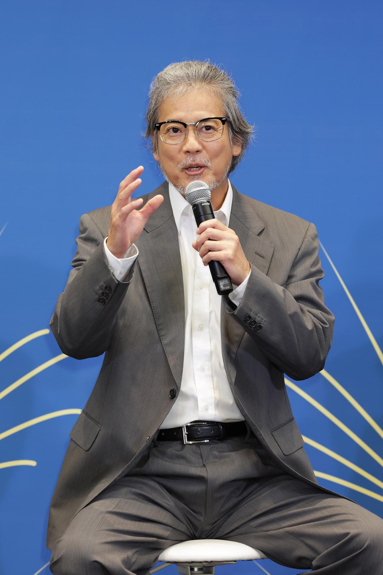 テレビ東京10月改編説明会にゲスト登壇し、主演ドラマ「コーチ」をPRする唐沢寿明（C）「コーチ」製作委員会