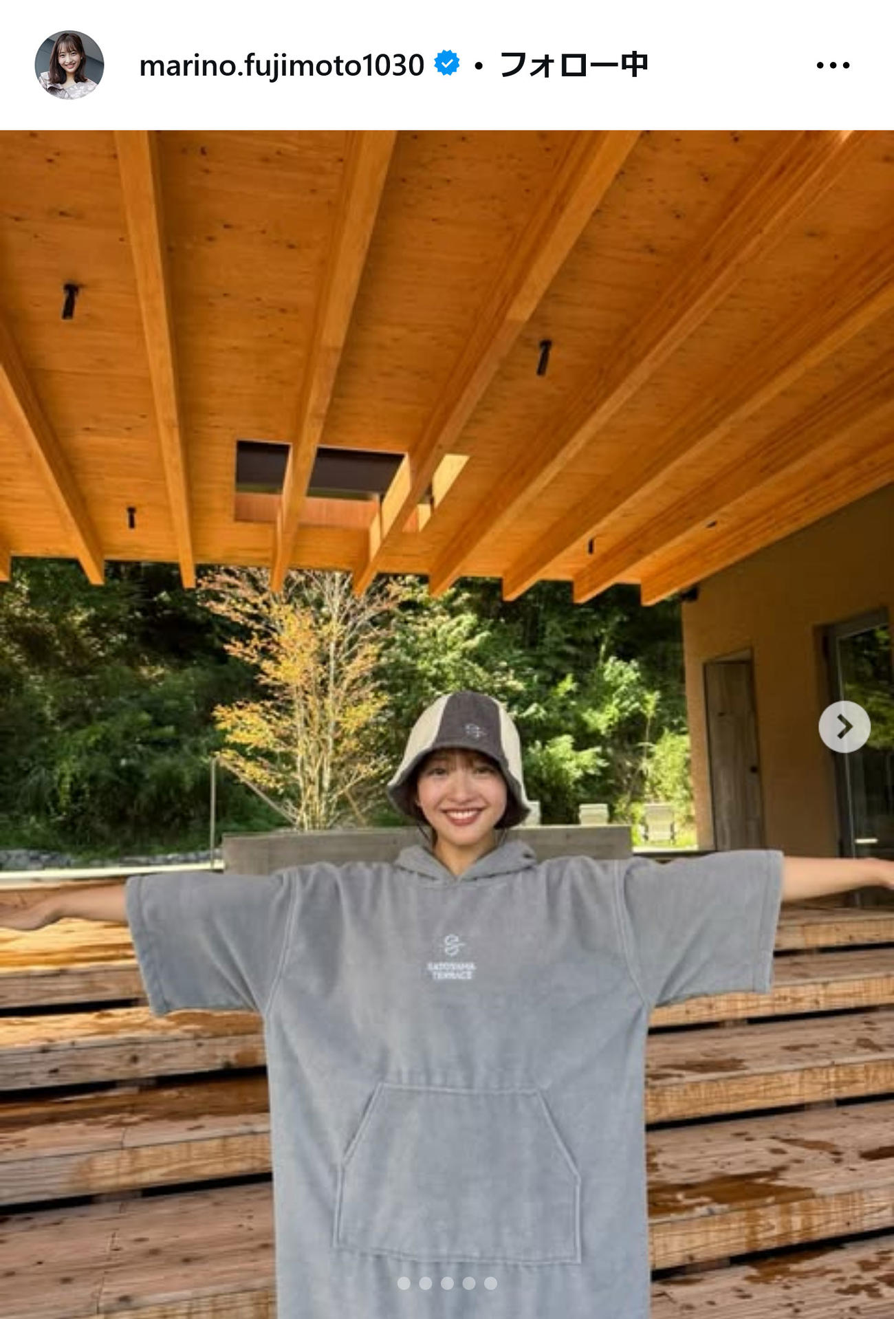 フジ藤本万梨乃アナのインスタグラムから