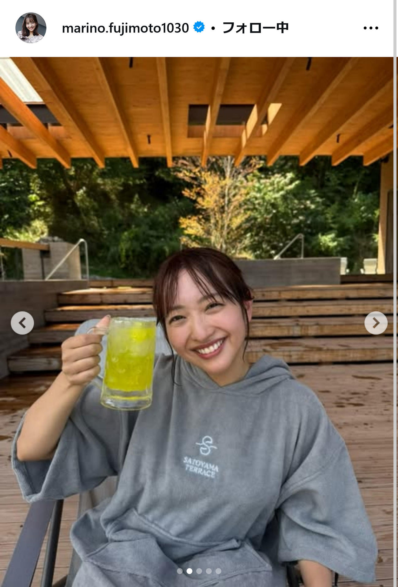 フジ藤本万梨乃アナのインスタグラムから