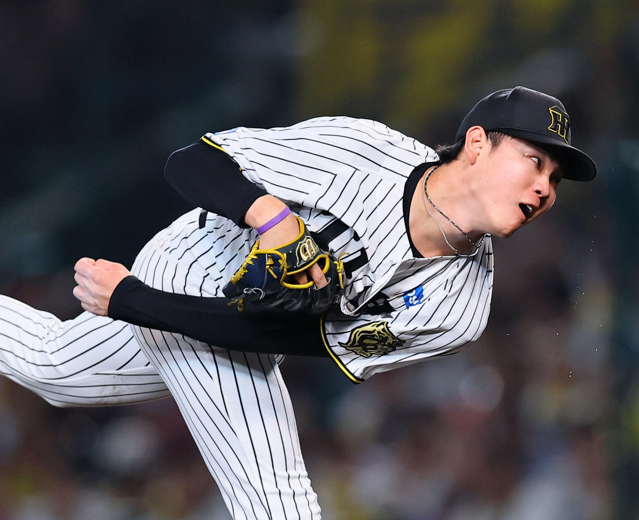 阪神対広島　7回、4番手で登板した阪神及川（撮影・藤尾明華）