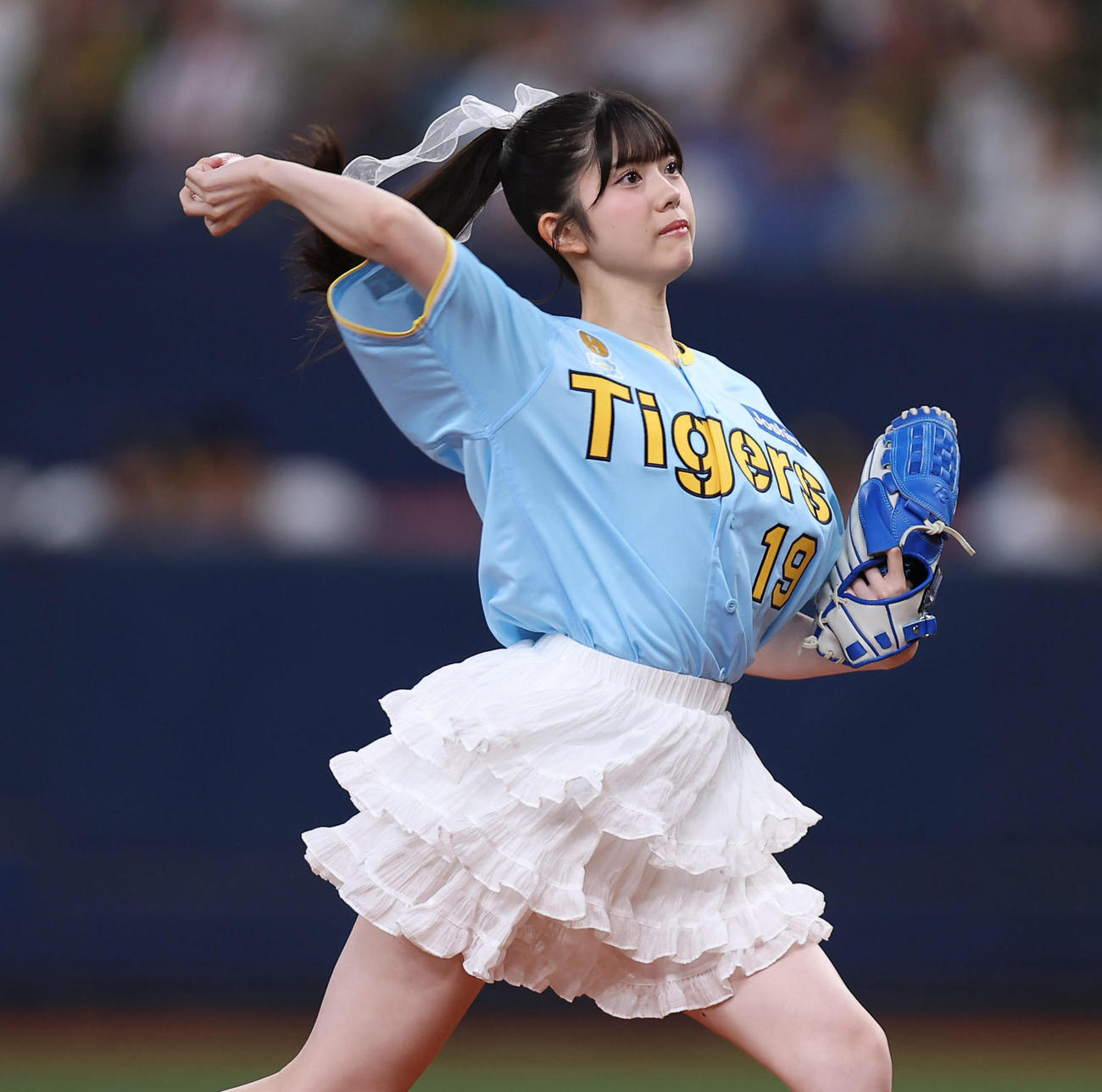 2024年8月9日、始球式をした坂下真心