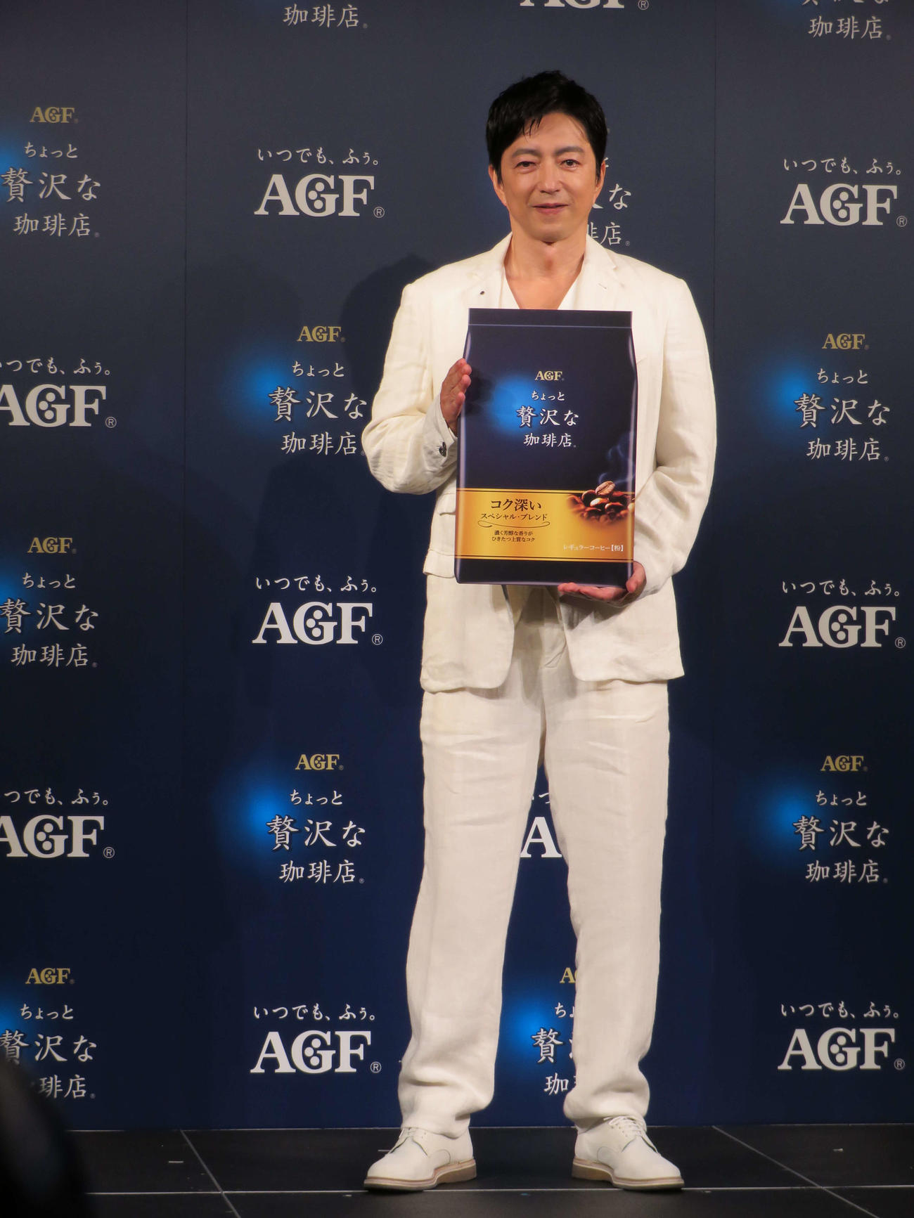 味の素AGF「ちょっと贅沢な珈琲店」新TVCM発表会に出席した大沢たかお（撮影・村上幸将）