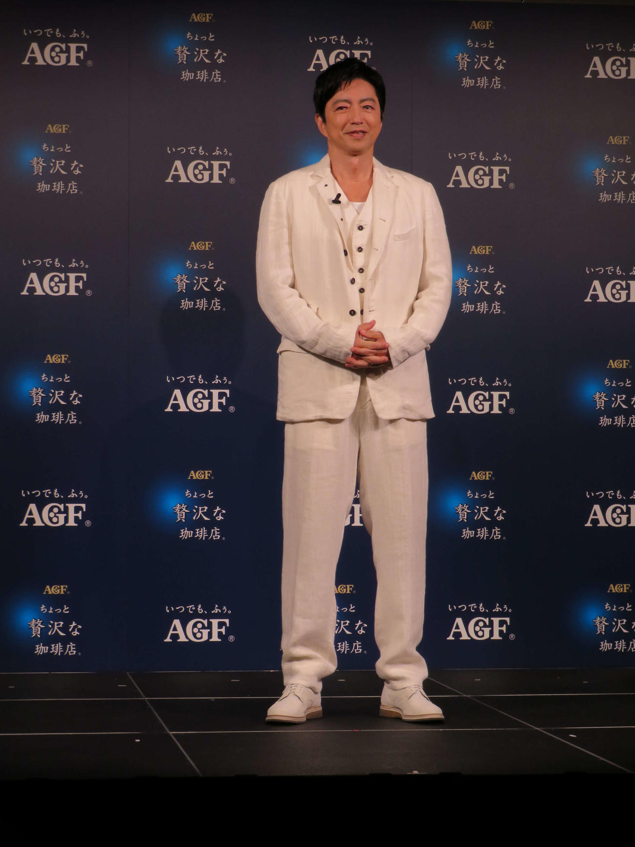 味の素AGF「ちょっと贅沢な珈琲店」新TVCM発表会に出席した大沢たかお（撮影・村上幸将）