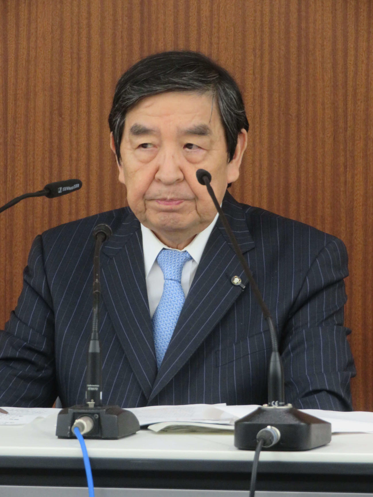 一般社団法人日本民間放送連盟の定例会見に出席した早河洋会長（撮影・川田和博）