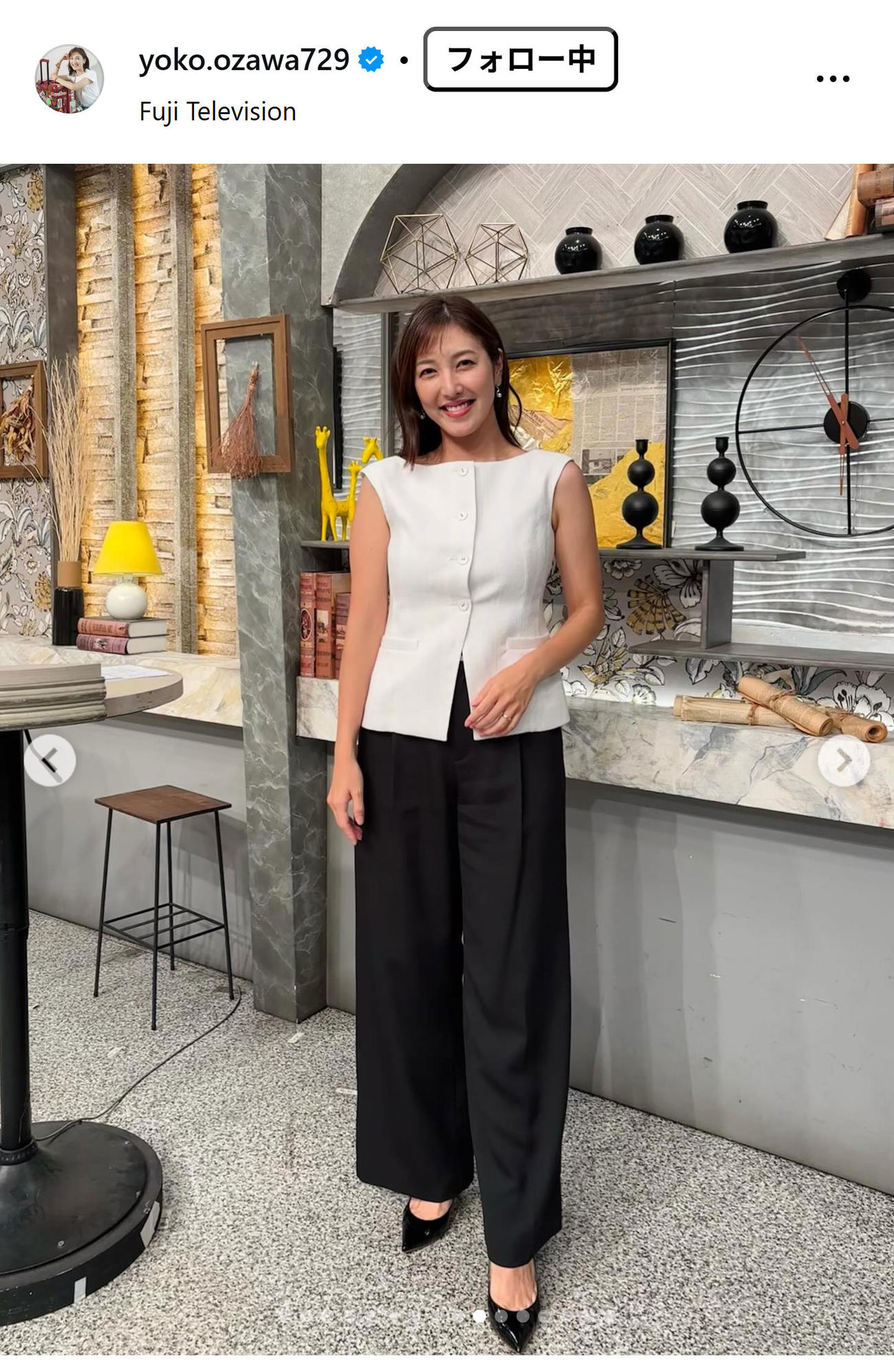 フジテレビの小澤陽子アナウンサーのインスタグラムから