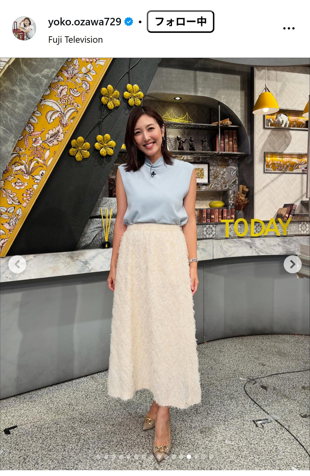 フジテレビの小澤陽子アナウンサーのインスタグラムから