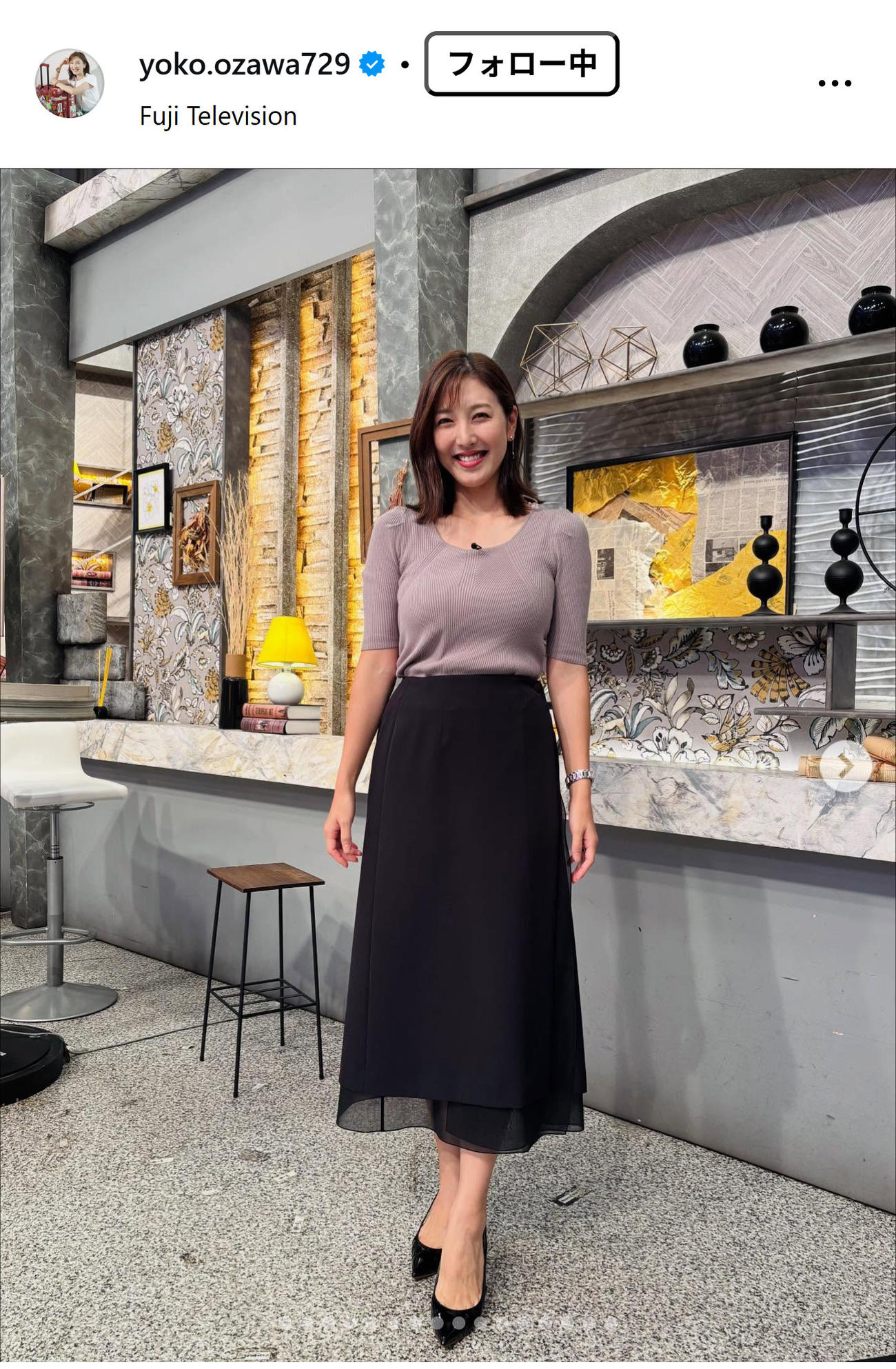 フジテレビの小澤陽子アナウンサーのインスタグラムから