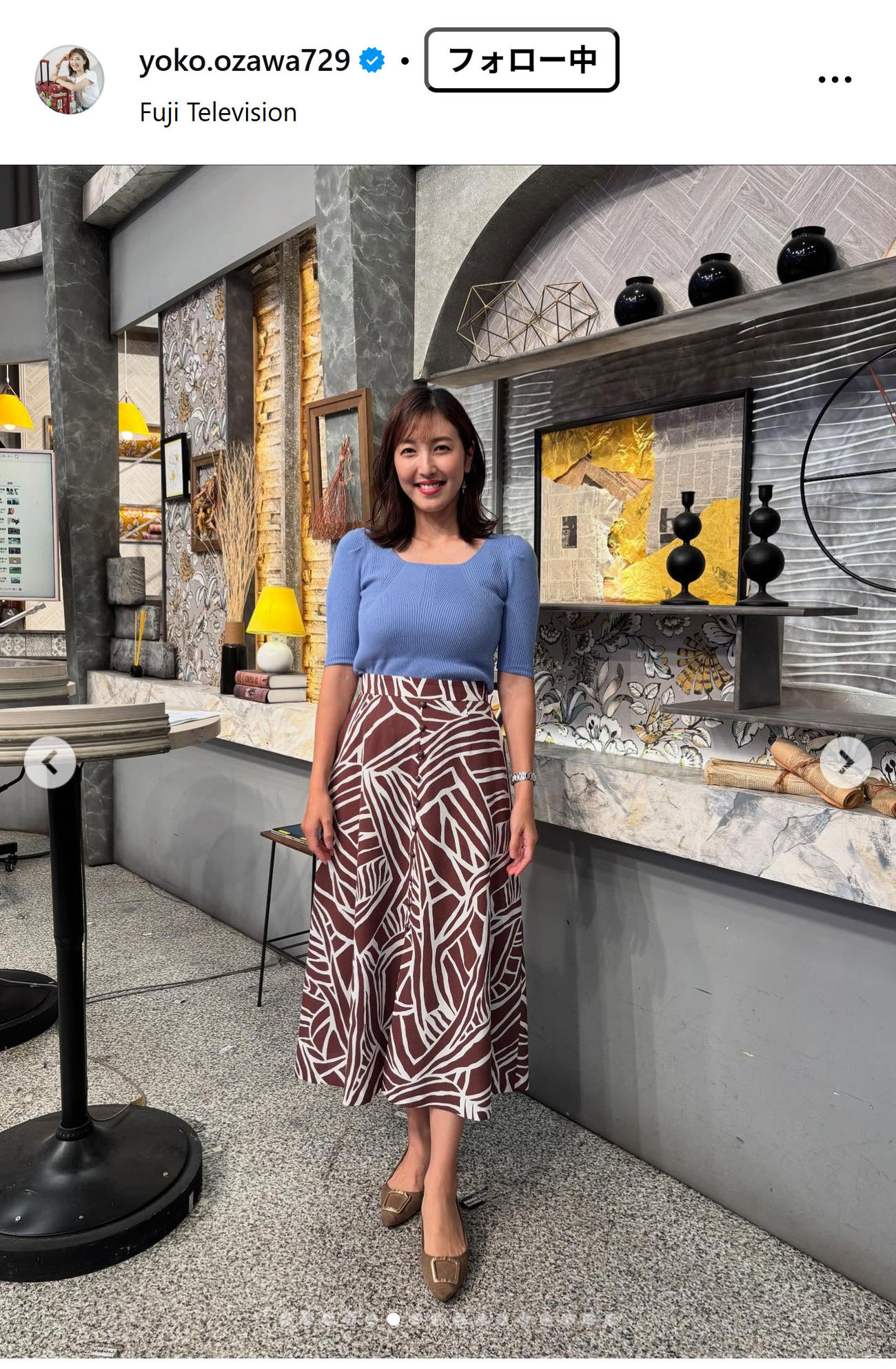 フジテレビの小澤陽子アナウンサーのインスタグラムから