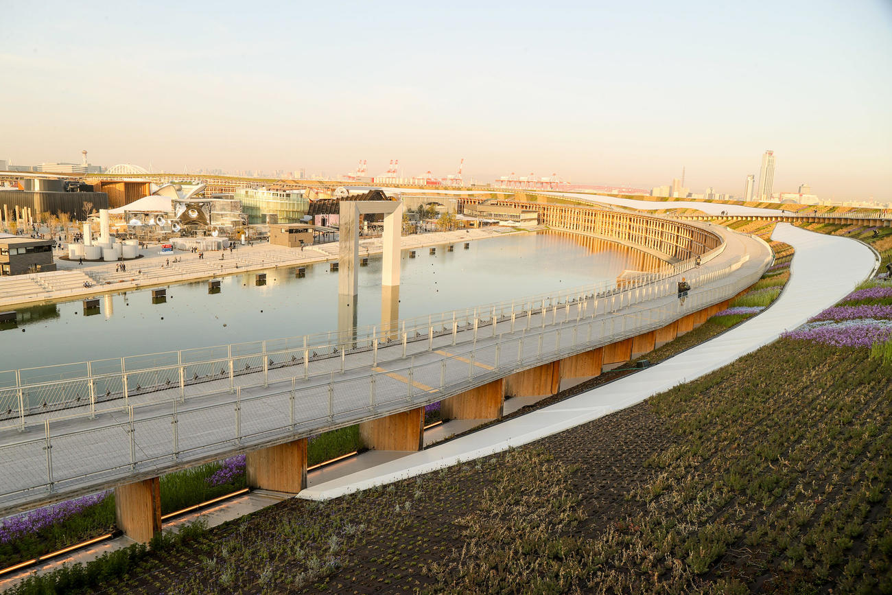 大阪・関西万博の会場シンボル、大屋根リング（2025年4月撮影）
