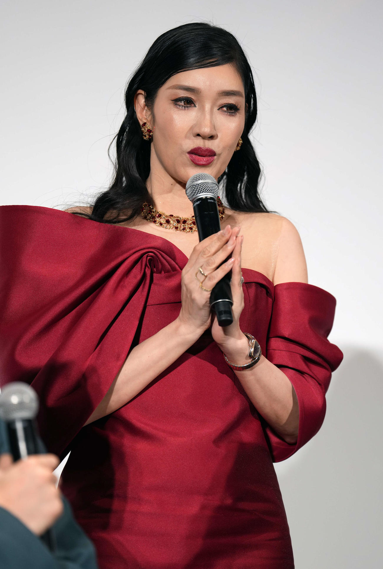 ドラマ「もしもこの世が舞台なら、楽屋はどこにあるのだろう」第1話完成披露試写会に登場し思いを語るアンミカ（撮影・小島史椰）