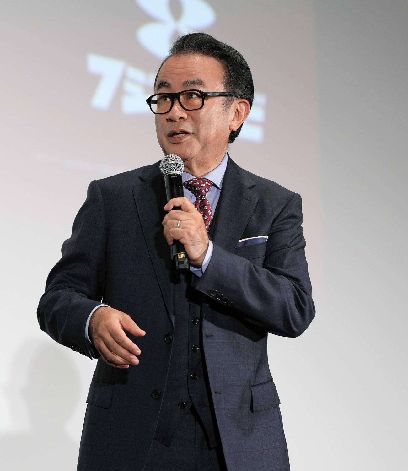 ドラマ「もしもこの世が舞台なら、楽屋はどこにあるのだろう」第1話完成披露試写会に登場し思いを語る三谷幸喜（撮影・小島史椰）