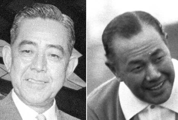 左から佐藤栄作氏、田中角栄氏