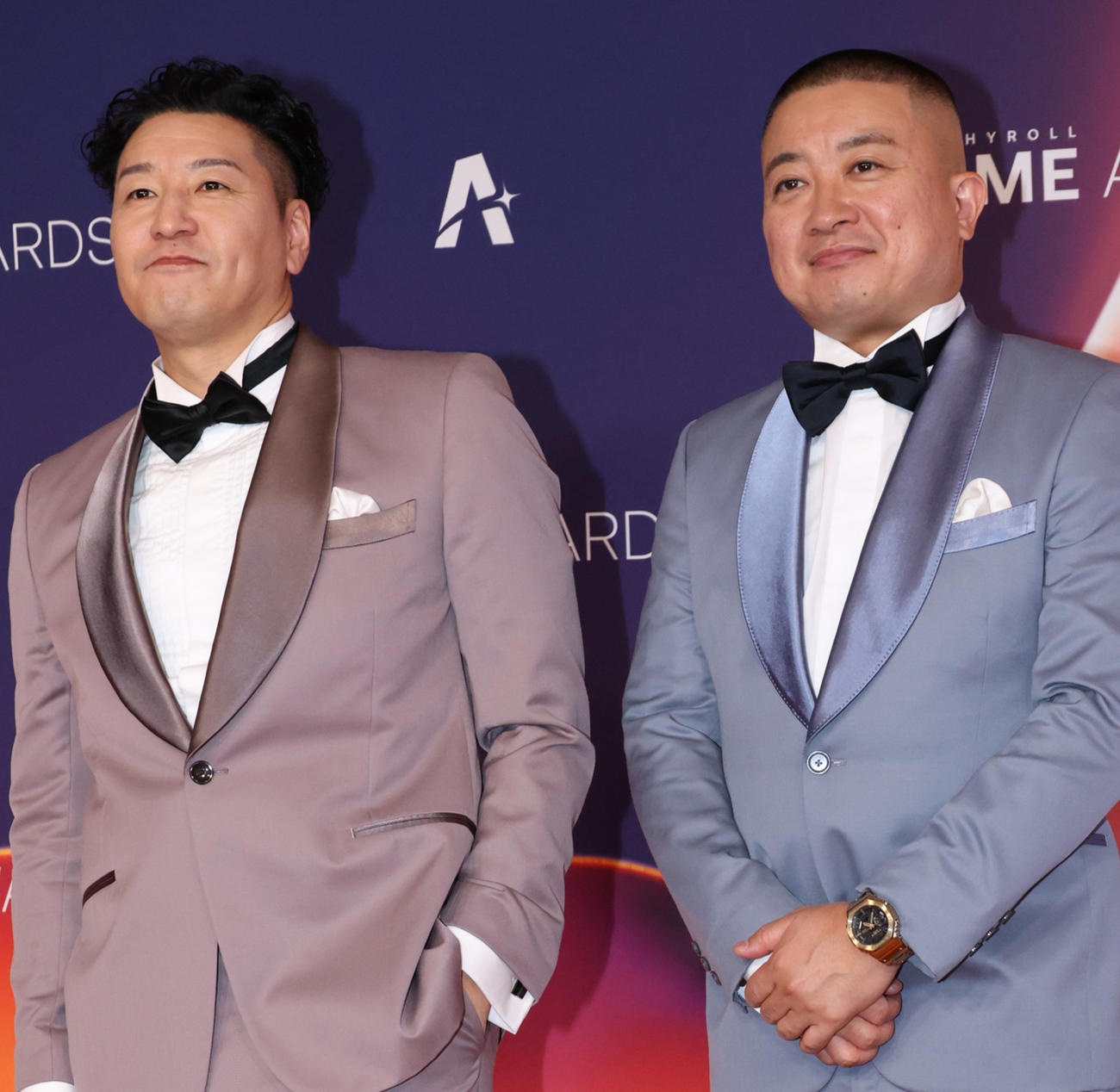 チョコレートプラネットの長田庄平（左）と松尾駿（2025年5月撮影）