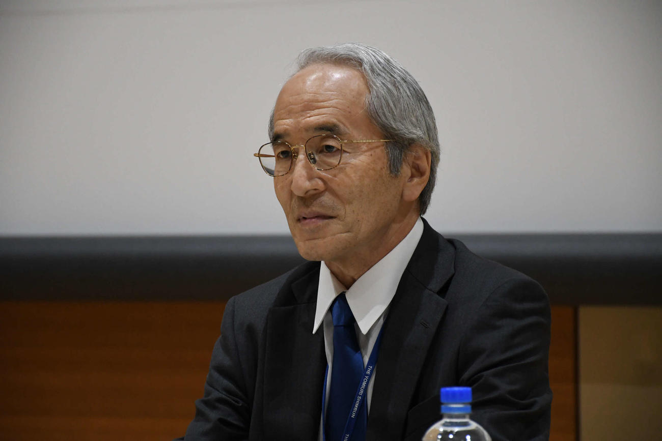 会見を開いた読売テレビの松田陽三社長（撮影・阪口孝志）