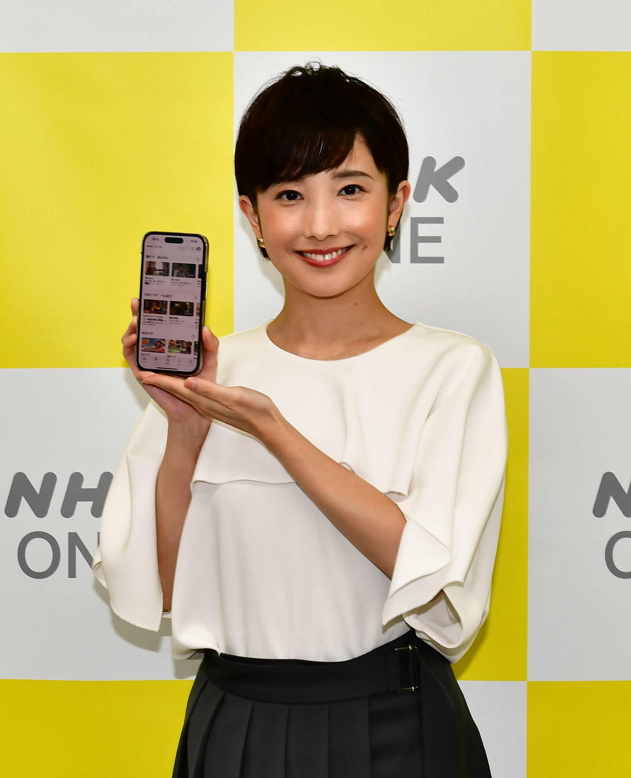 10月1日から始まるNHKの新インターネットサービス「NHK ONE」の体験会に登壇した林田理沙アナウンサー（撮影・松尾幸之介）