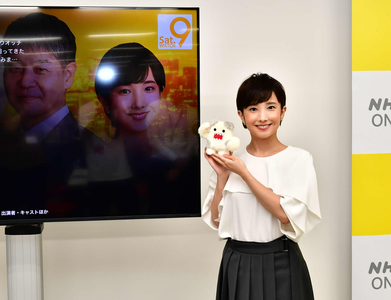 10月1日から始まるNHKの新インターネットサービス「NHK ONE」の体験会に登壇した林田理沙アナウンサー（撮影・松尾幸之介）