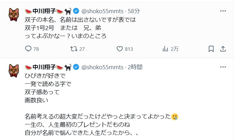 中川翔子のXから