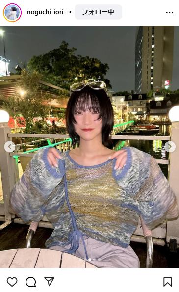イコラブ野口衣織、デコルテライン透け透け私服＆メガネショットに