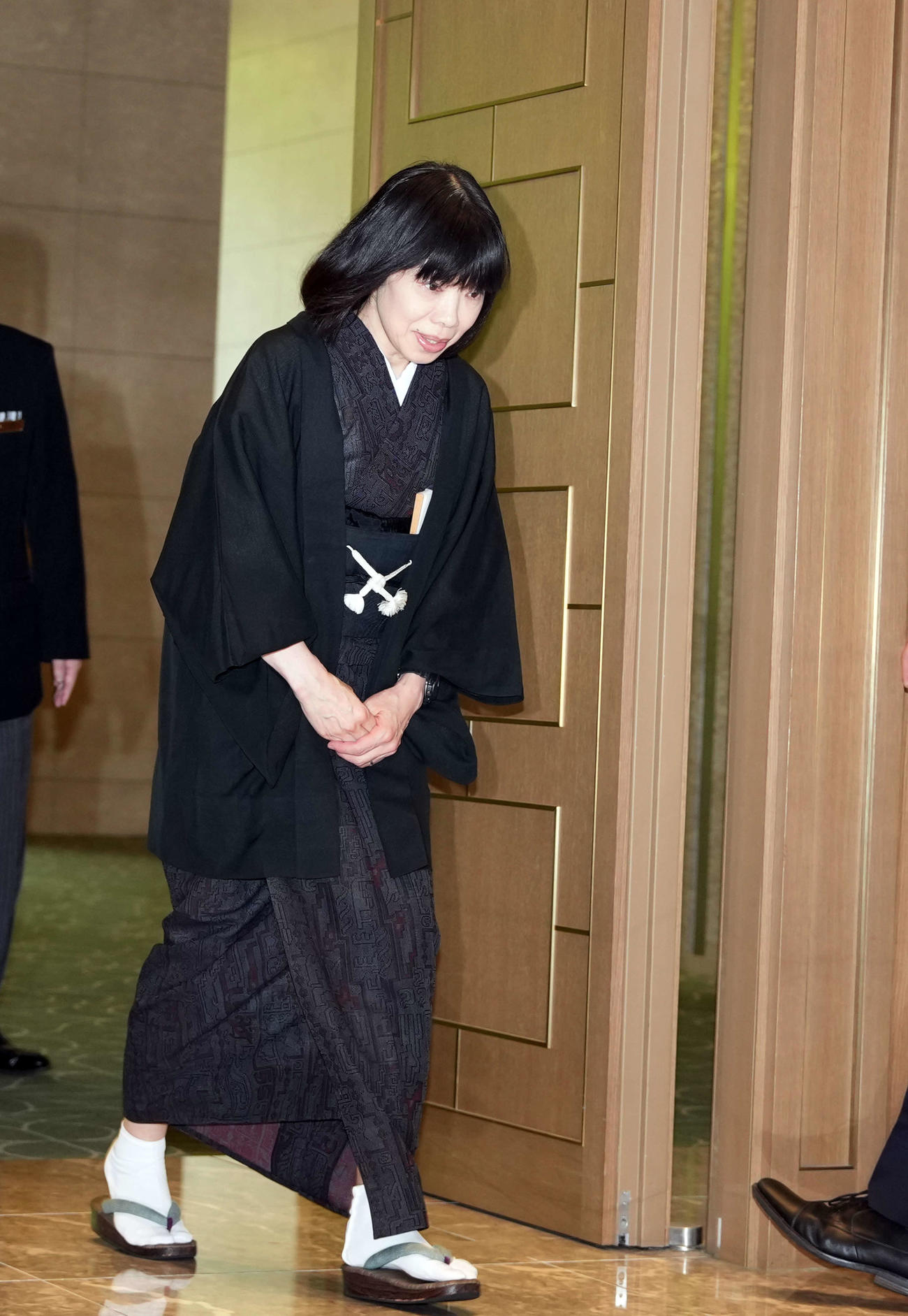 大山のぶ代さんをしのぶ会に訪れる水田わさび（撮影・小島史椰）