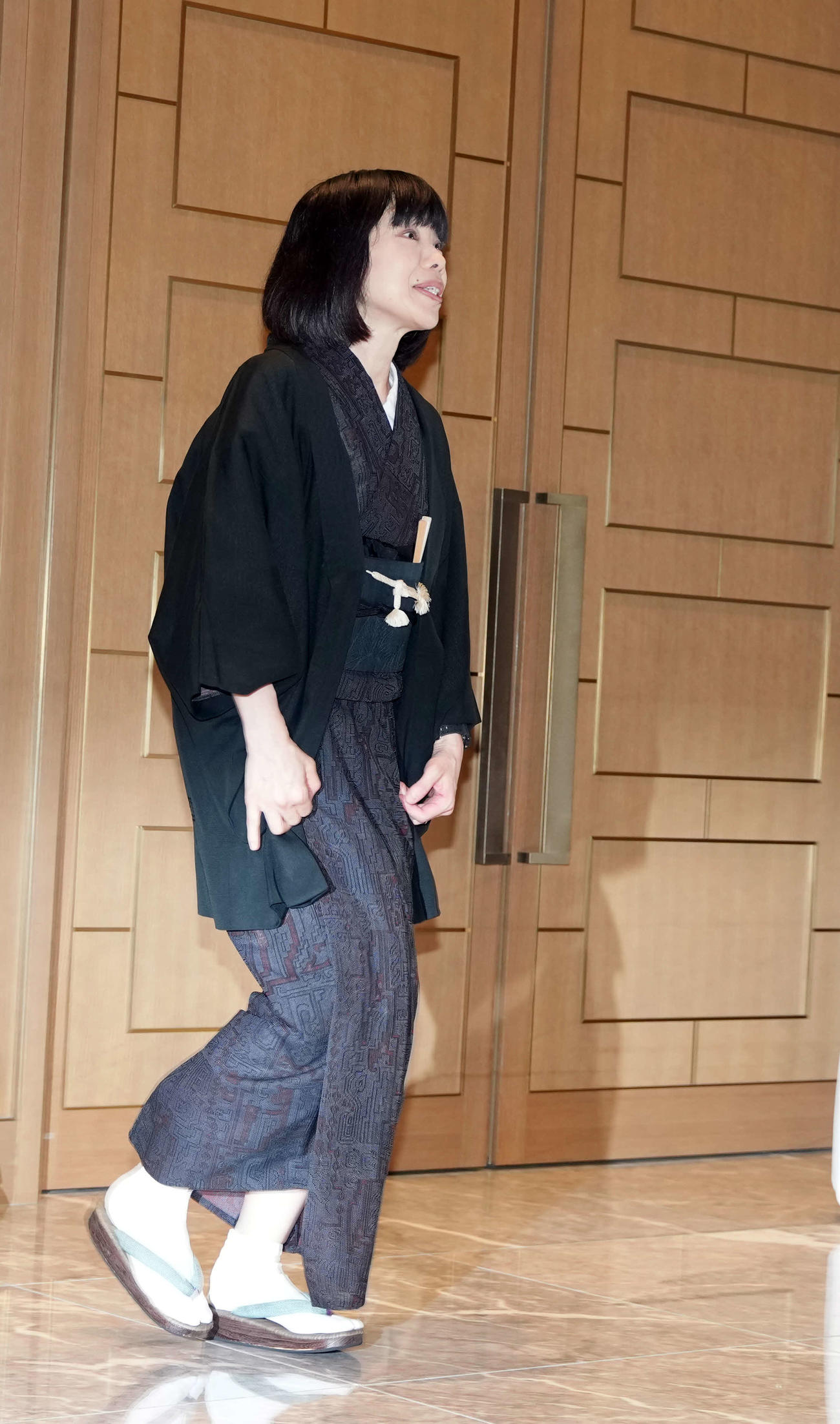 大山のぶ代さんをしのぶ会に訪れる水田わさび（撮影・小島史椰）
