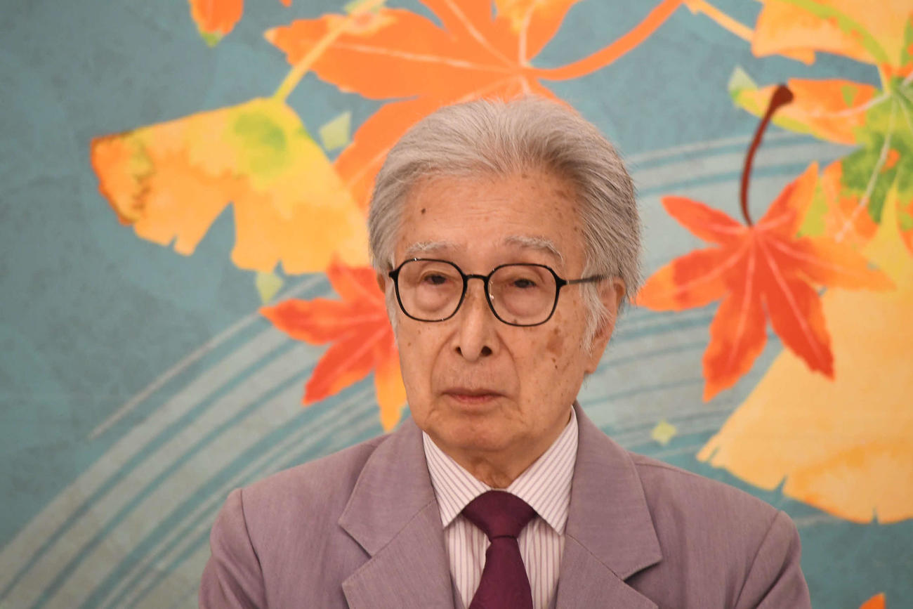 「松竹上方喜劇まつり」の取材会に出席した林与一（撮影・阪口孝志）