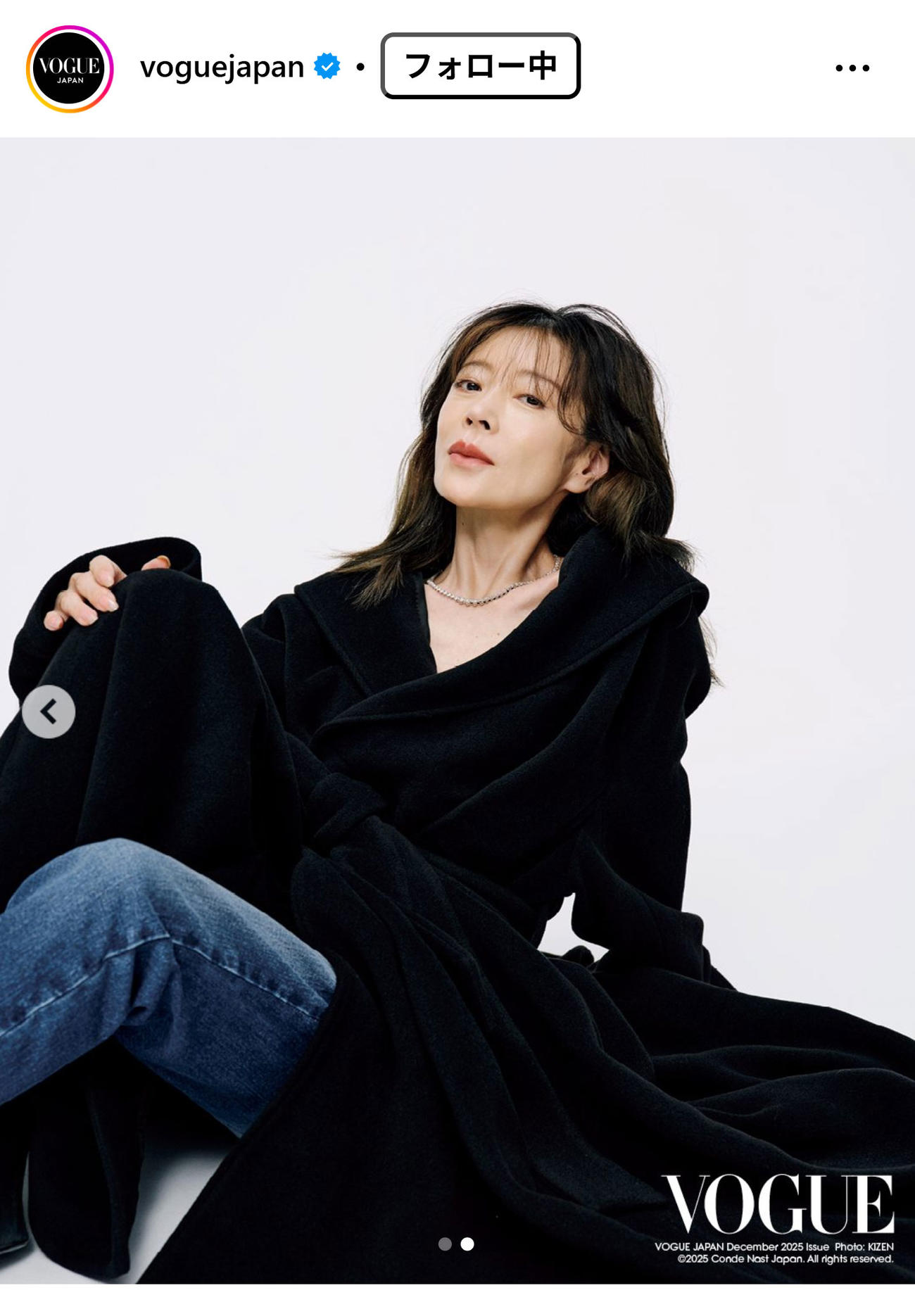 中森明菜（VOGUE JAPANの公式インスタグラムから）