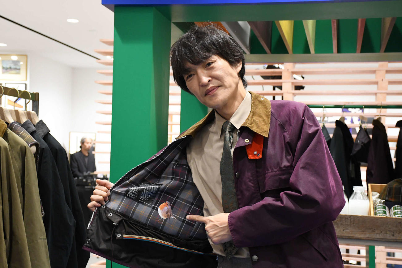 「Paul Smith Loves Barbour」の記者発表会に出席した千原ジュニア（撮影・阪口孝志）