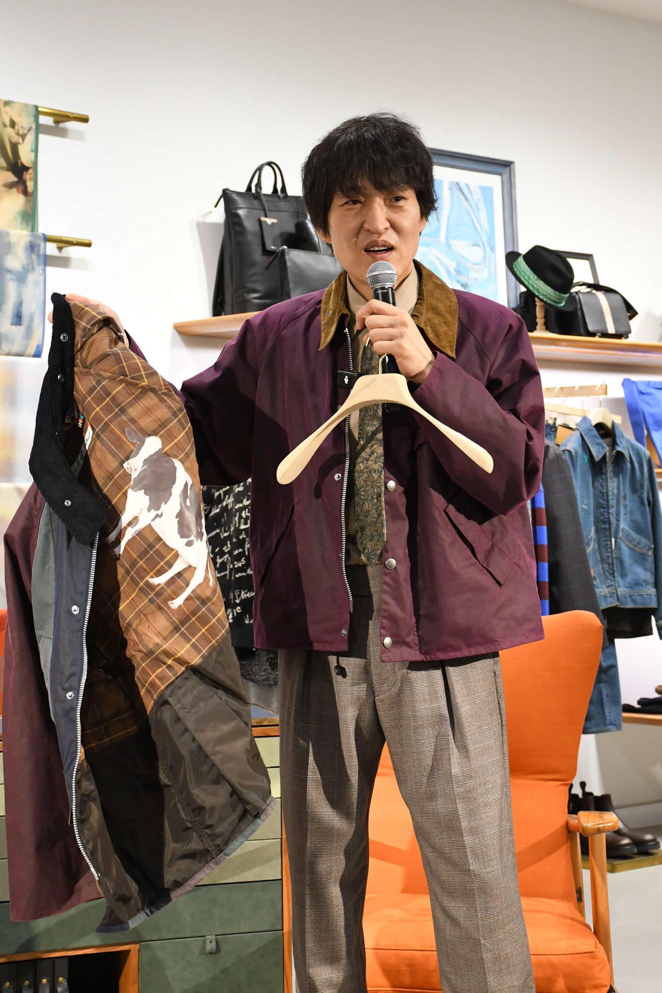 「Paul Smith Loves Barbour」の記者発表会に出席した千原ジュニア（撮影・阪口孝志）
