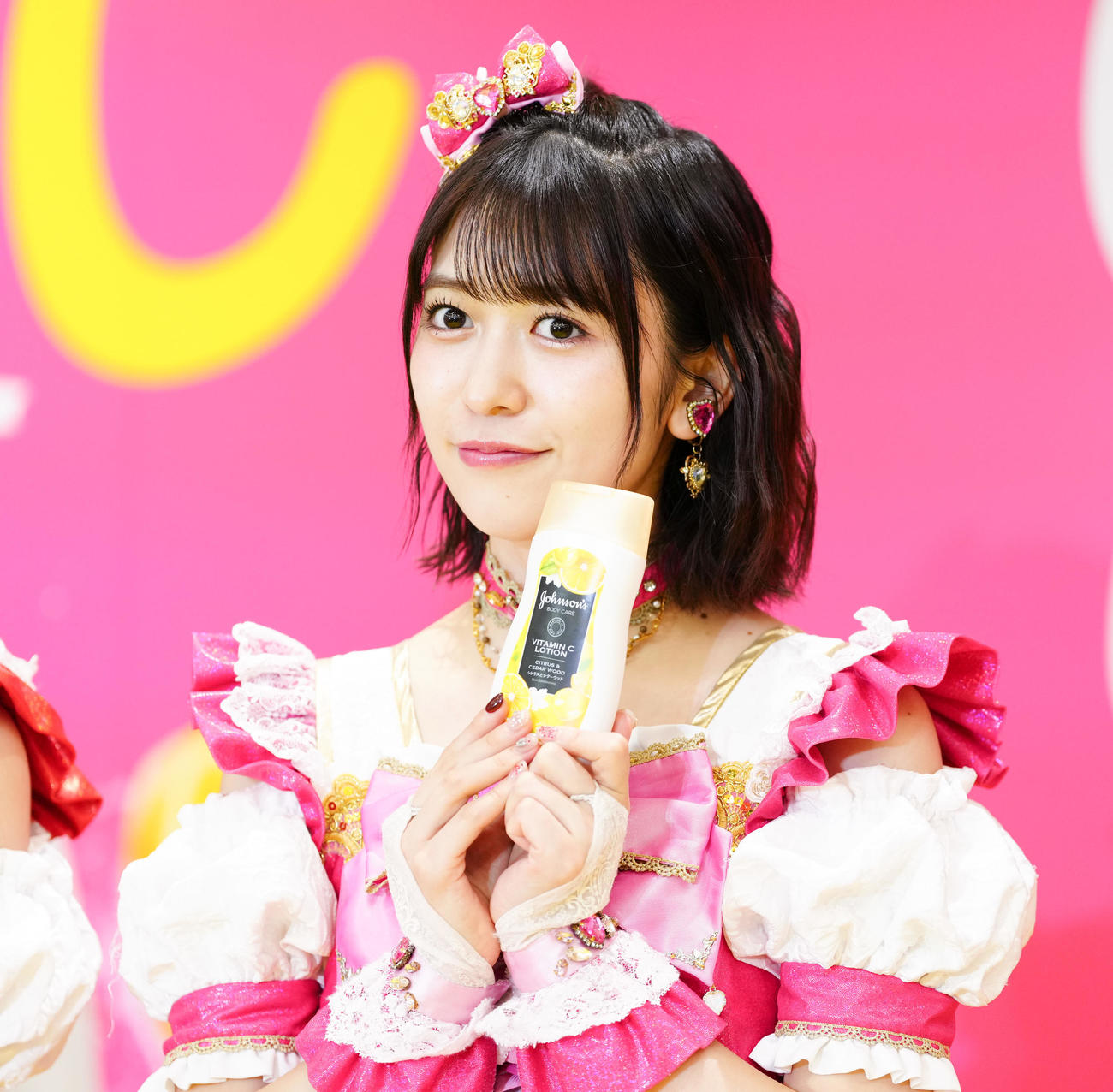 「ジョンソン　ボディケアVCアロマミルク」新発売記念記者発表会に登壇した超ときめき♡宣伝部の小泉遥香（撮影・鈴木みどり）