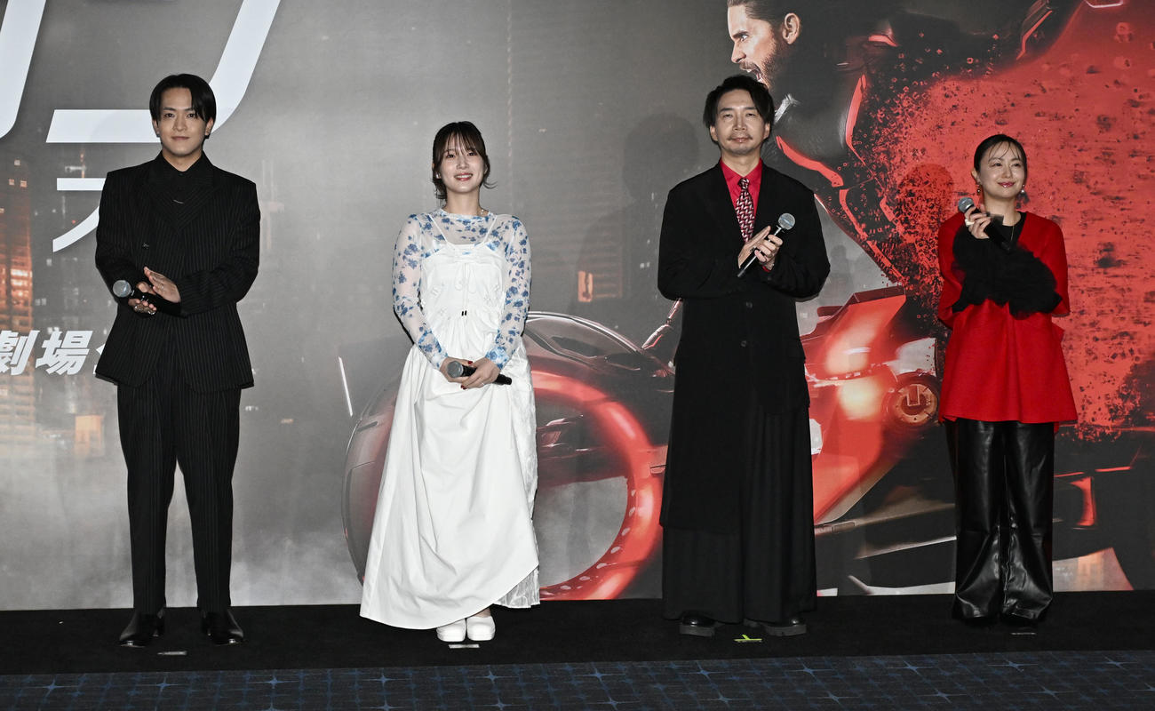 映画「トロン：アレス」日本公開イベントに登場した、左から石川界人、内田真礼、諏訪部順一、田村睦心（撮影・千葉一成）