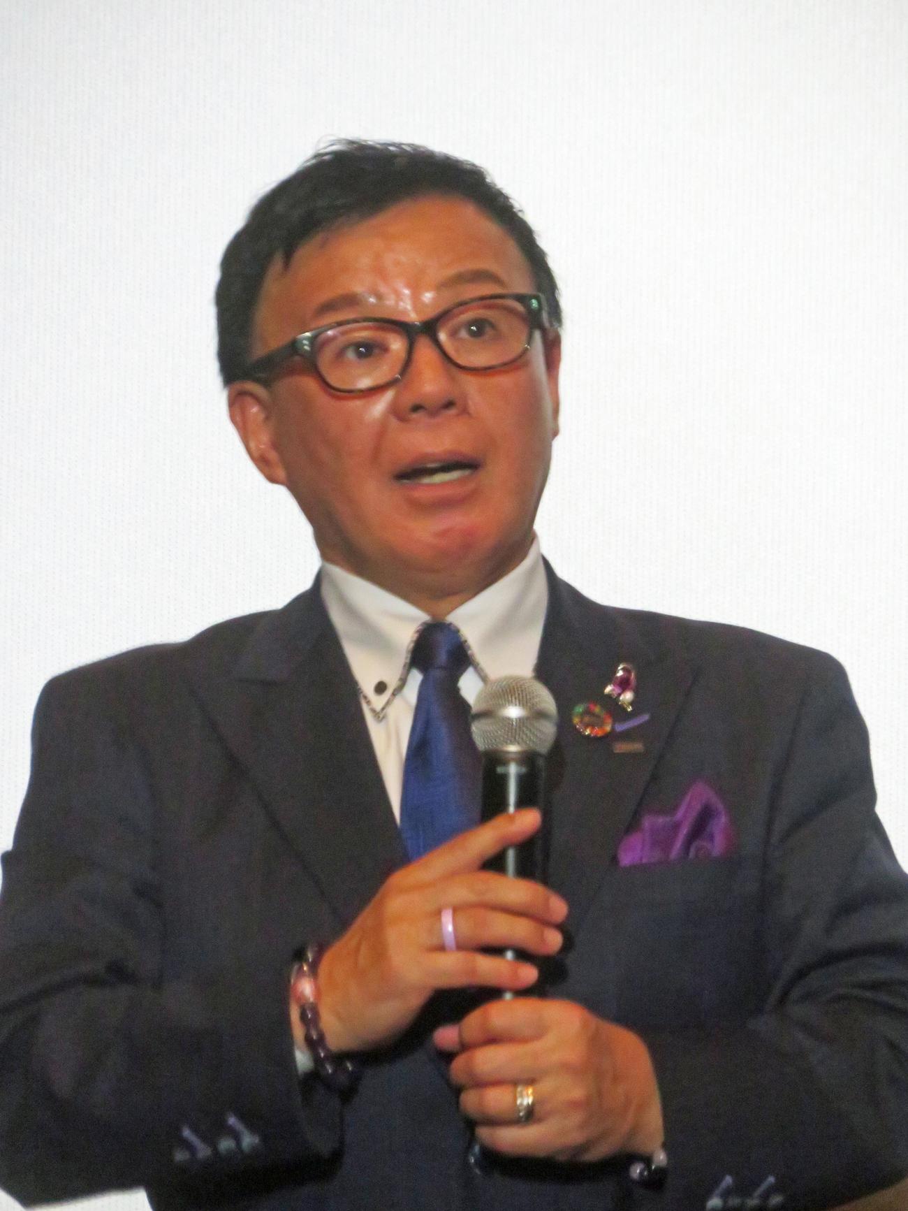 ショートドラマ「最期の、ありがとう。」特別先行試写会＆トークイベントに出席した、主人公のモデル冨安徳久氏（撮影・川田和博）