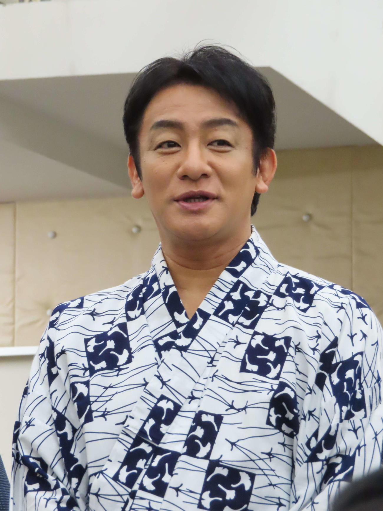 三谷かぶき「歌舞伎絶対続魂(ショウ・マスト・ゴー・オン)　幕を閉めるな」の囲み取材会に出席した片岡愛之助
