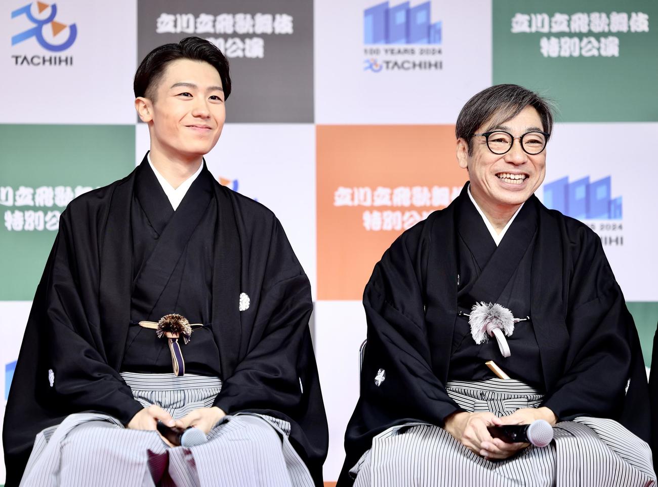 市川團子（左）と市川中車（2025年10月19日撮影）