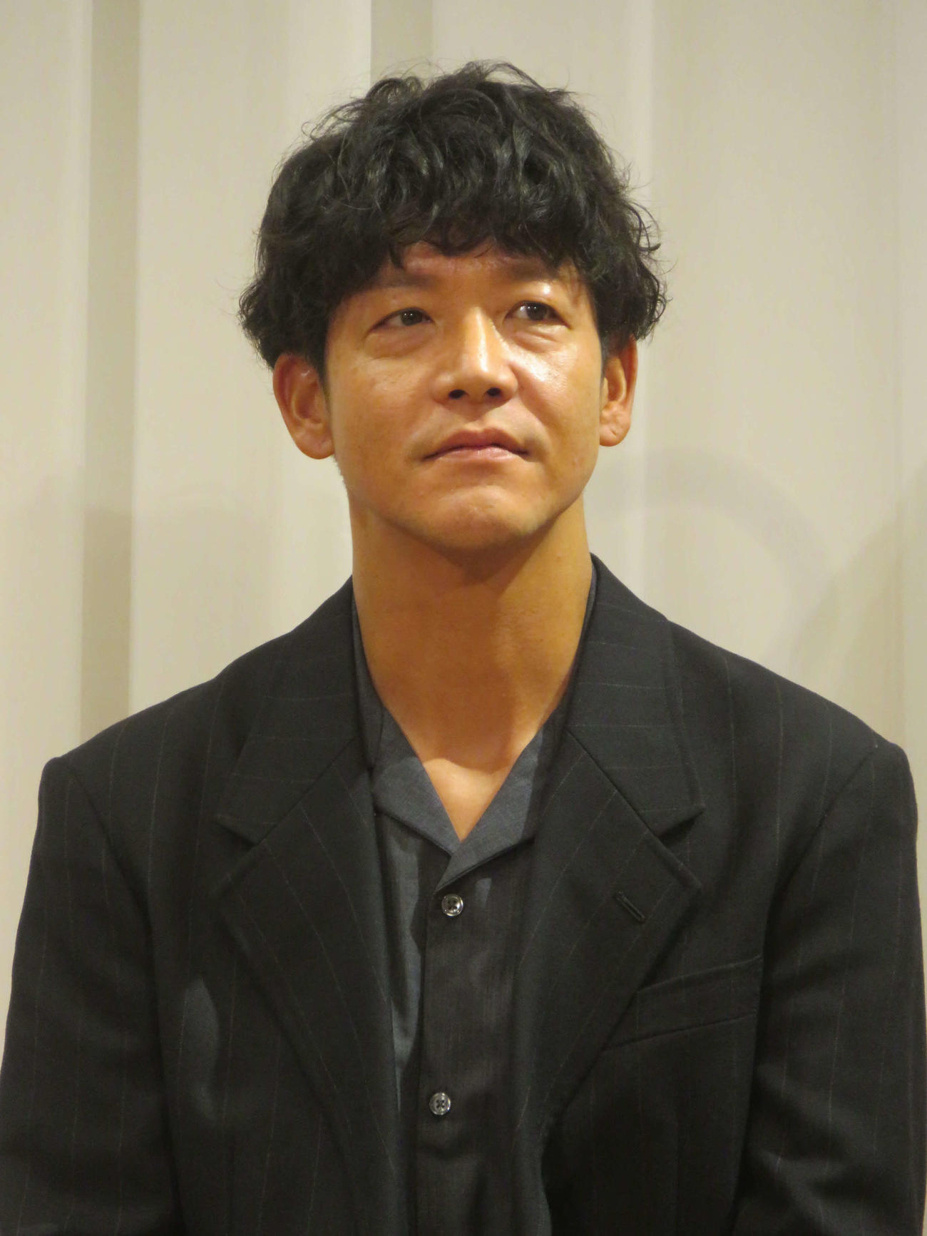 松竹百三十周年　大阪松徳座さよなら公演「スイートホームビターホーム」取材会に出席した駿河太郎（撮影・川田和博）