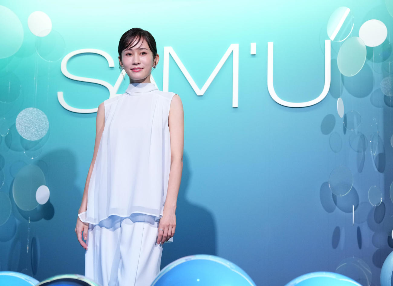 韓国スキンケアブランド「SAM’U」ブランド体験レセプションパーティーに臨む前田敦子（撮影・小沢裕）