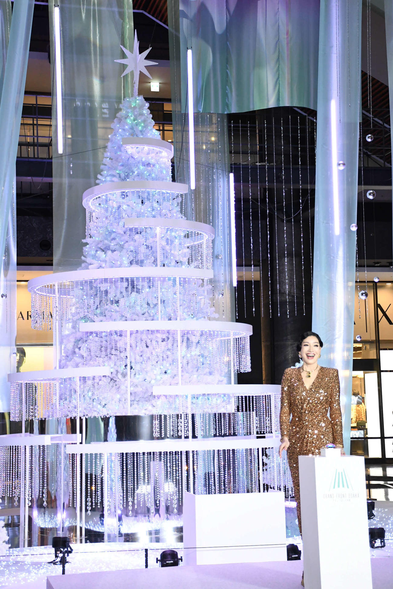 グランフロント大阪のクリスマスツリー点灯式に出席したアンミカ（撮影・阪口孝志）