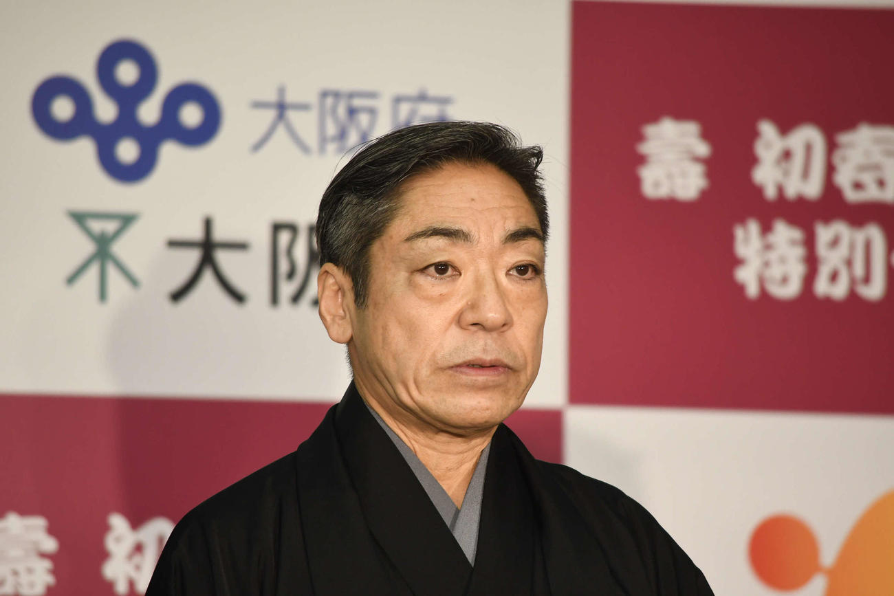 「壽　初春歌舞伎特別公演」の記者会見に出席した市川中車（撮影・阪口孝志）