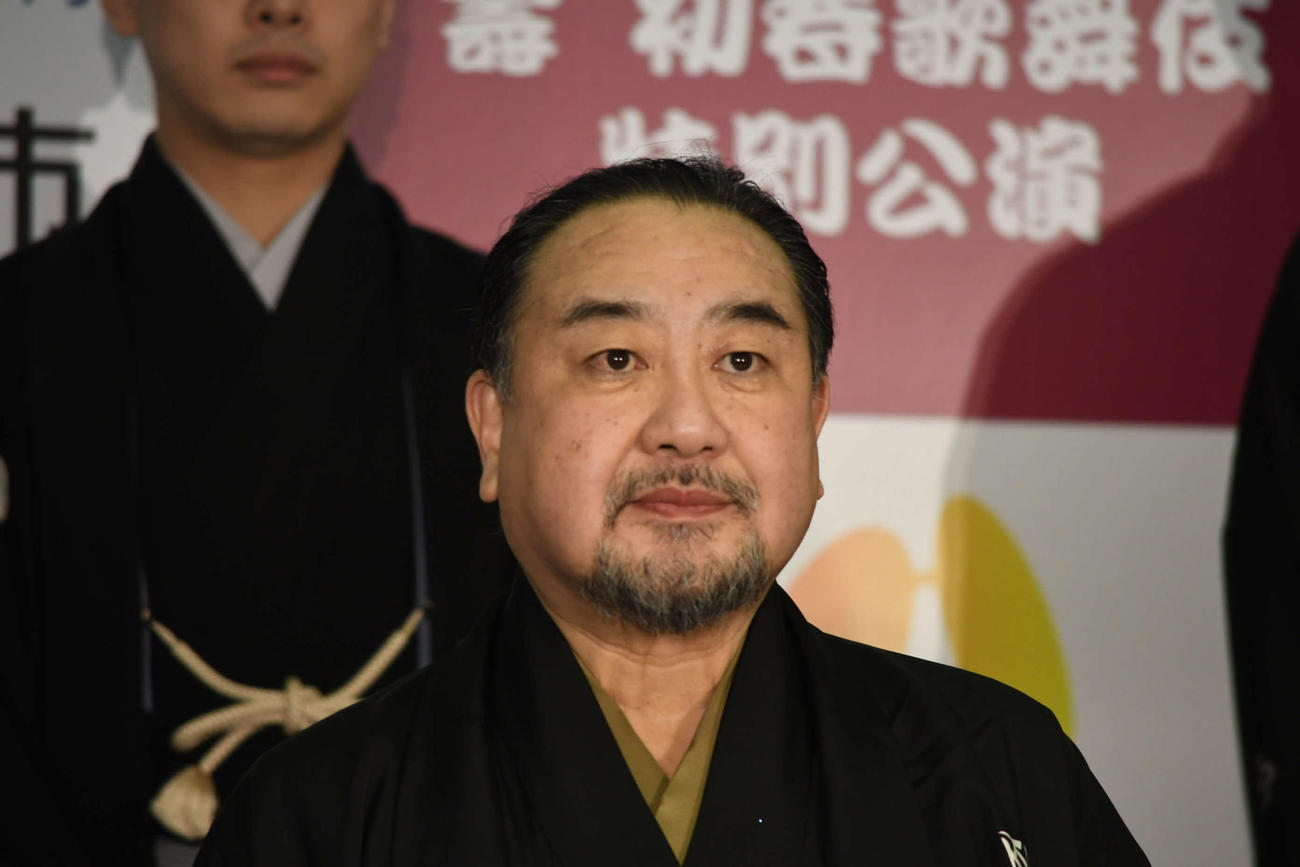 「壽　初春歌舞伎特別公演」の記者会見に出席した中村鴈治郎（撮影・阪口孝志）