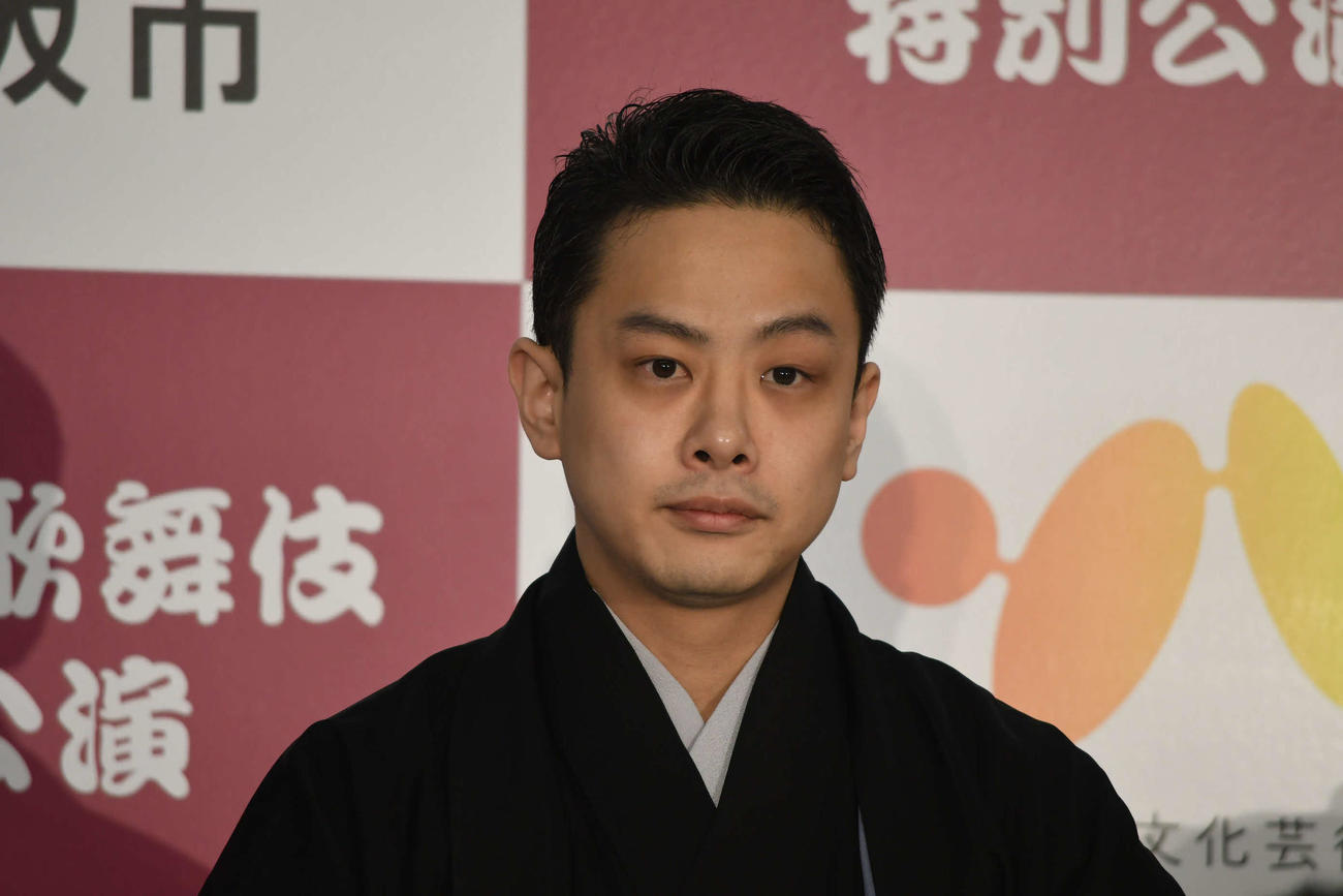 「壽　初春歌舞伎特別公演」の記者会見に出席した中村種之助（撮影・阪口孝志）