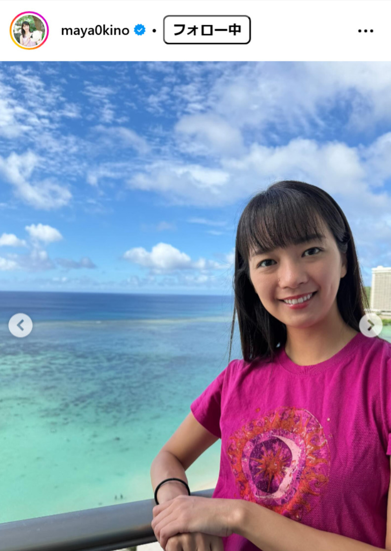 紀真耶アナのインスタグラムから