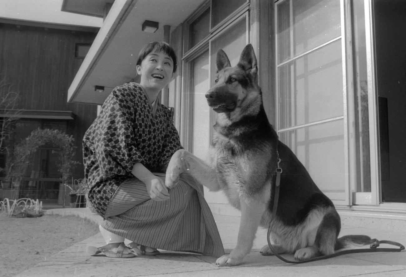 シェパードの足を持つ隆巴（＝宮崎恭子さん）（1970年3月撮影）