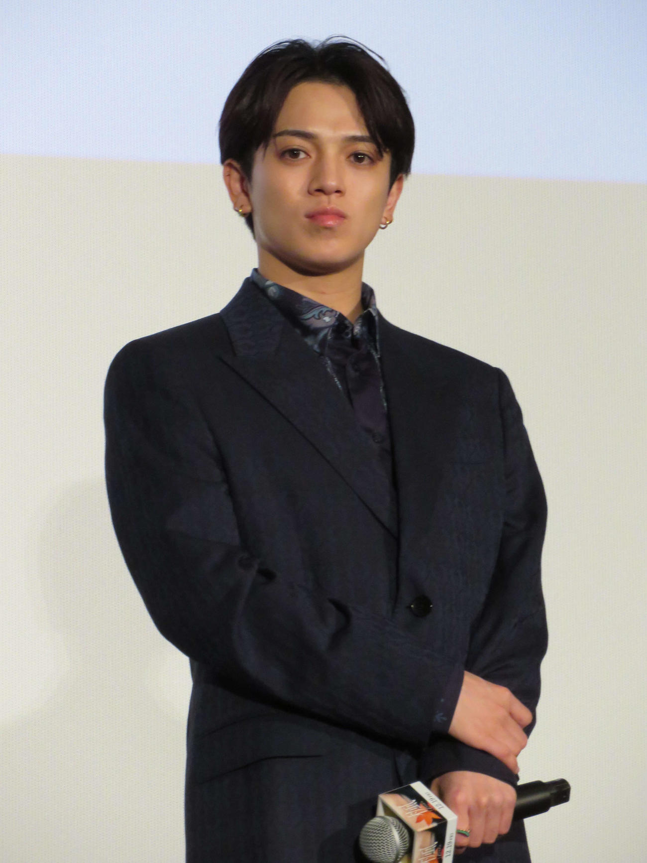 映画「楓」完成披露試写会に登壇したTravis Japan宮近海斗（撮影・村上幸将）