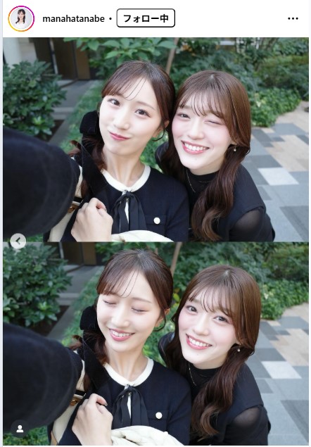 鈴木楓恋と2ショット（田辺真南葉のインスタグラムから）