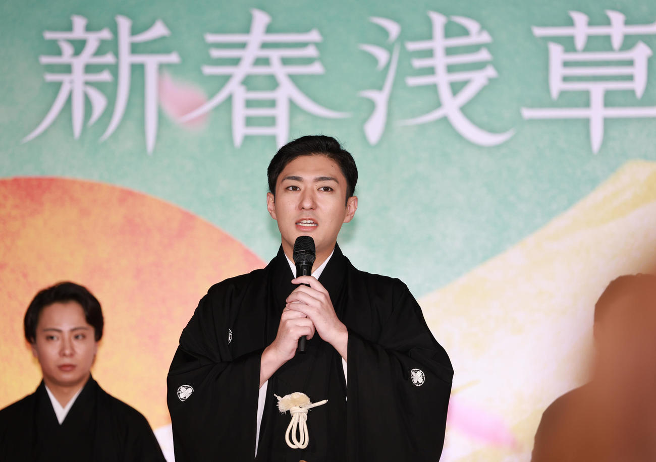 「新春浅草歌舞伎」の制作発表会見を行う中村橋之助（撮影・野上伸悟）