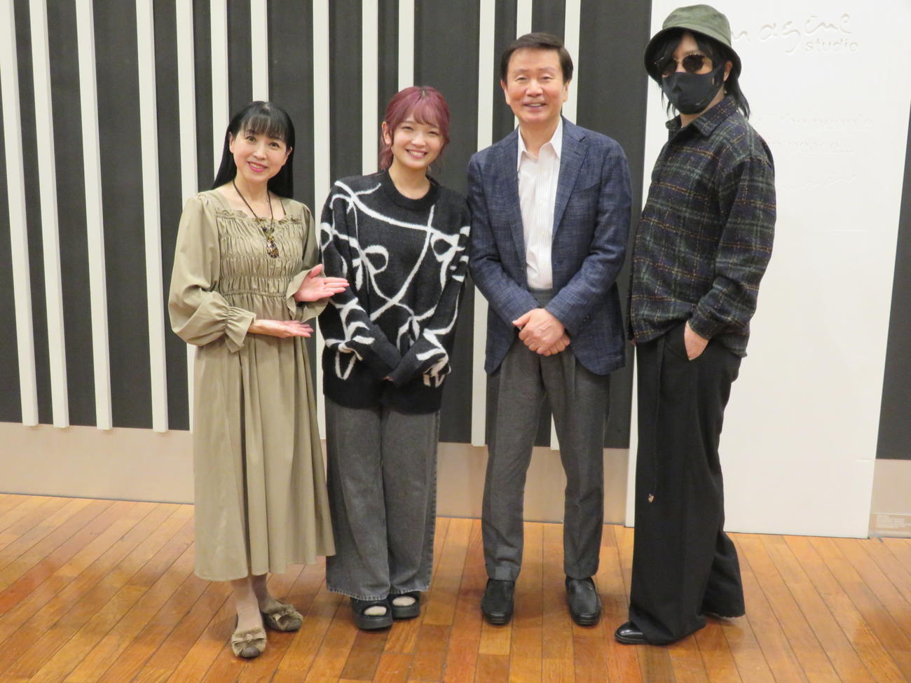 ニッポン放送の収録に参加した、左から西村知美、福留光帆、森田健作、京本政樹