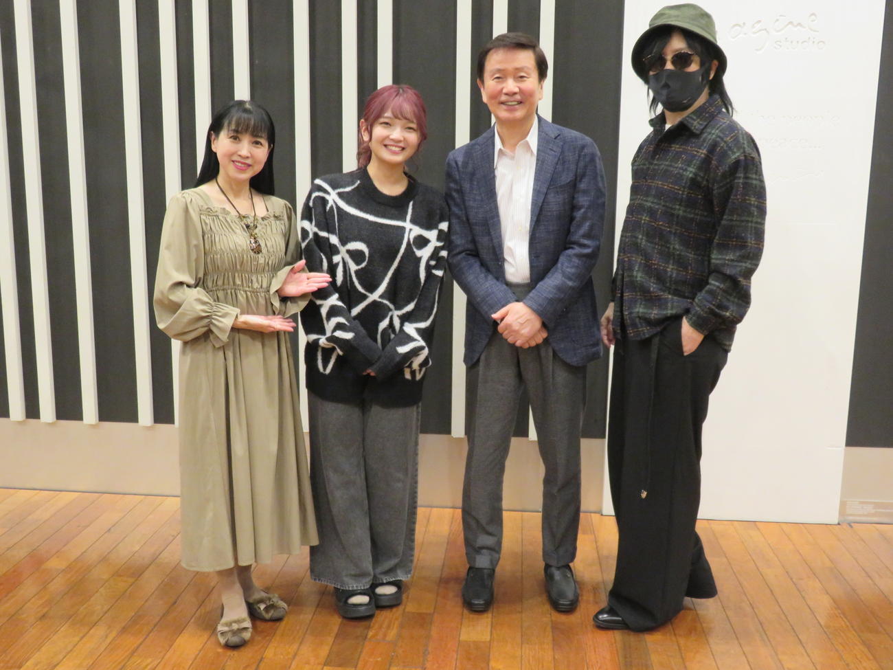 ニッポン放送の収録に参加した、左から西村知美、福留光帆、森田健作、京本政樹