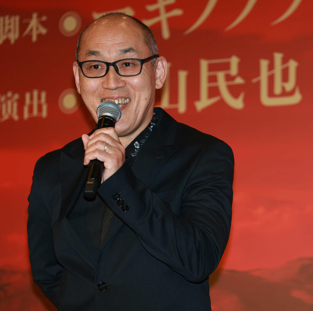 明治座の舞台「大地の子」制作発表に登場した山西惇（撮影・野上伸悟）