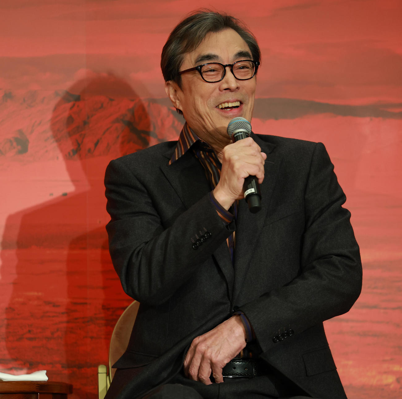 明治座の舞台「大地の子」制作発表に登場した益岡徹（撮影・野上伸悟）